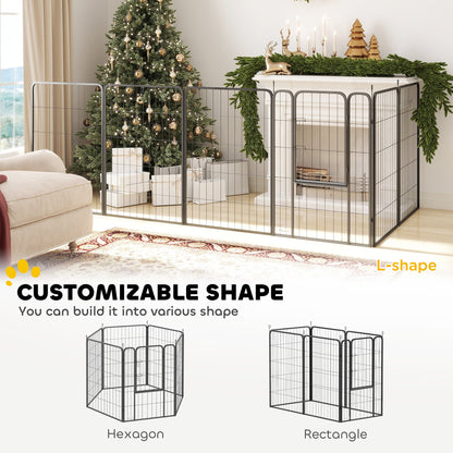 PawHut 6 Panels Heavy Duty Dog Playpen with Secure Door, for Indoor Outdoor, for Garden, Camping, 100cm High 