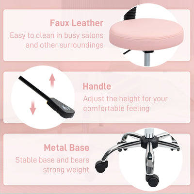 HOMCOM 360\'c2\'b0 Swivel Seat Salon Stool - Pink 
