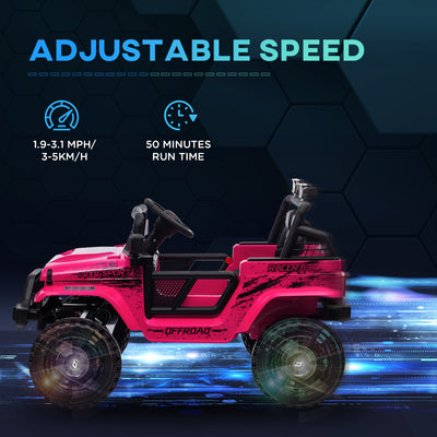 AIYAPLAY 12V Battery Powered Kids Ride-On Car, Electric Truck w/ Spring Suspension, Remote, Music, Horn, Lights, Pink 