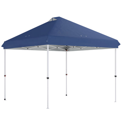 Outsunny 3 x 3 m Pop Up Gazebo with Wheels, UPF50+ One-Touch Outdoor Garden Party Tent Marquee Wedding Awning Canopy, Dark Blue 