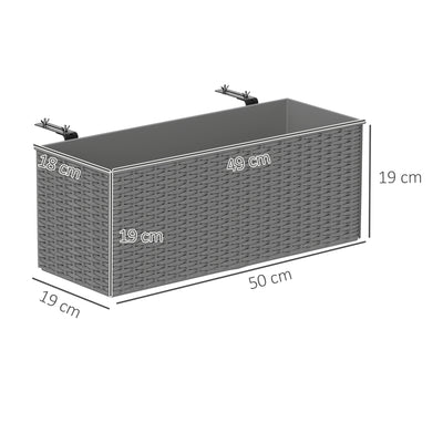Outsunny Set of Two Rattan-Effect Planters - Grey 