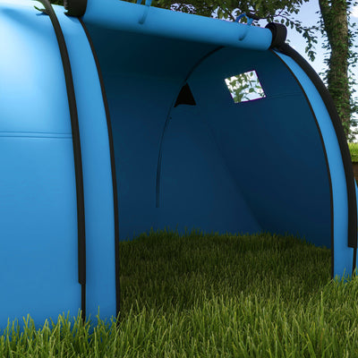 Outsunny Four Man Duo Room Tunnel Tent, with Accessories - Sky Blue 