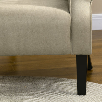 HOMCOM Upholstered Accent Chair with High Back, Rolled Arms and Wood Legs, Soft Thick Padded Armchair, Beige 