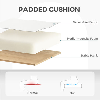 HOMCOM Velvet-Feel Office Chair with Adjustable Height and Wheels - Cream White