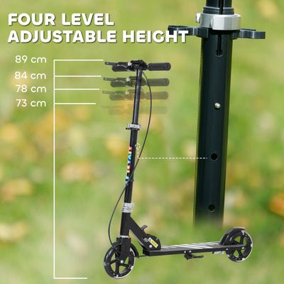 AIYAPLAY Scooter for Kids Ages 3-8 with Adjustable Handle, 2 Light up Wheels, Handbrake & Rear Brake for Girls and Boys, Black 