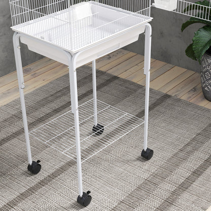 PawHut Bird Cage Budgie Cages for Finch Canary Parakeet with Stand Wheels Slide-out Tray Accessories Storage Shelf, White