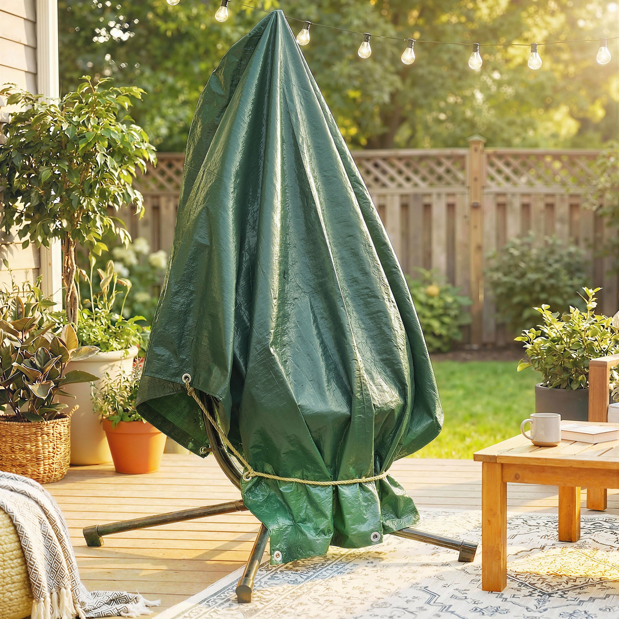 Outsunny 3 x 4m Waterproof Tarpaulin, 90GSM Tear-Resistant PE Tarp with Reinforced Grommets, UV Protected Cover 