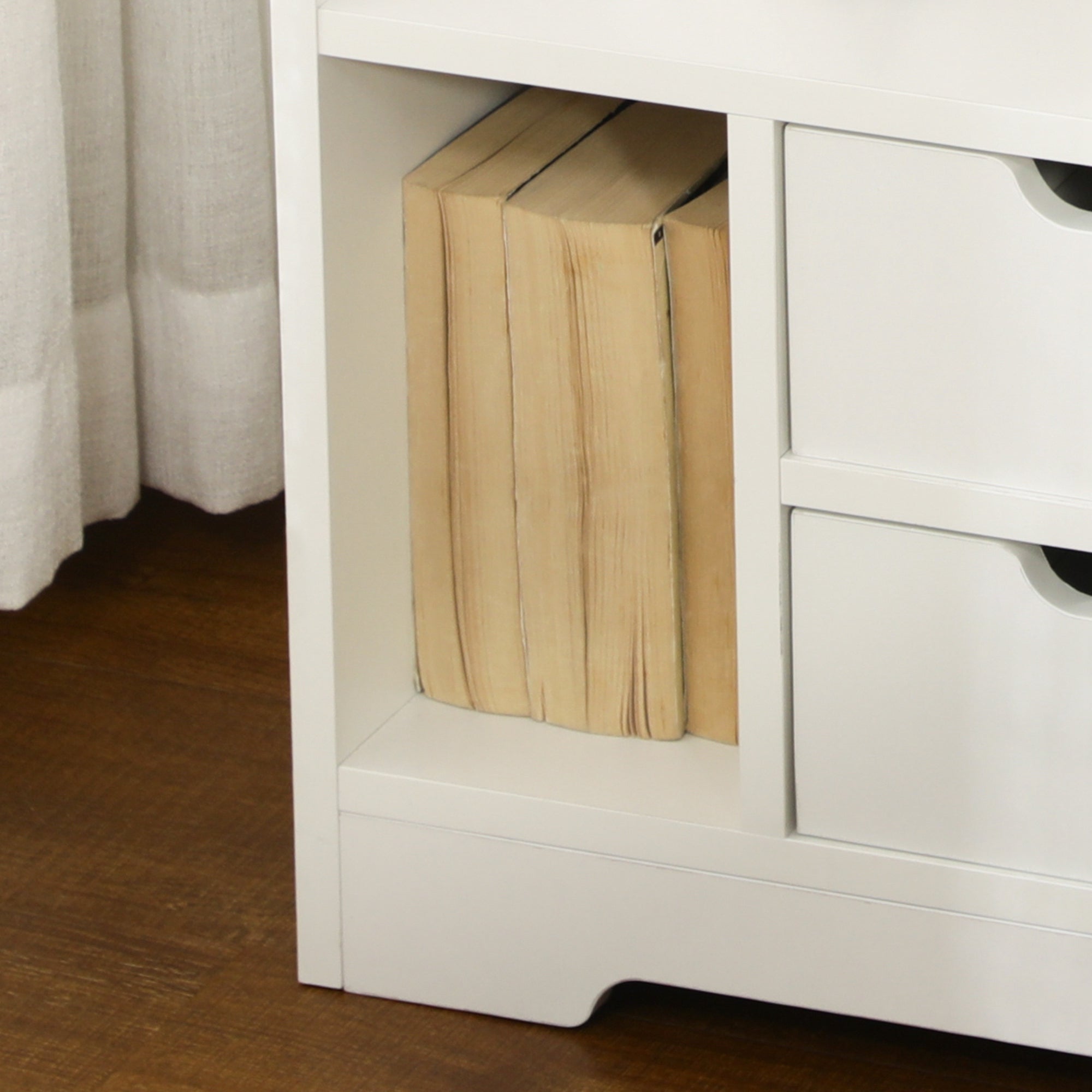 HOMCOM Bedside Table, Small Bedside Cabinet with 2 Drawers and Storage Shelves, Accent Table for Living Room, Bedroom, White 