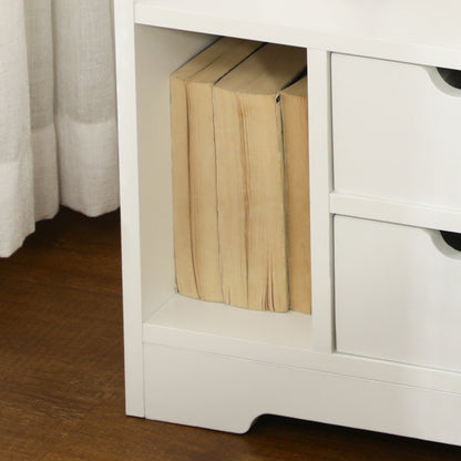 HOMCOM Bedside Table, Small Bedside Cabinet with 2 Drawers and Storage Shelves, Accent Table for Living Room, Bedroom, White 