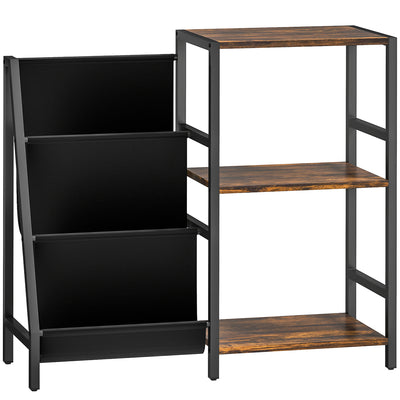HOMCOM 3-Tier Record Player Stand, End Table for Living Room, Bedroom - Rustic Brown 