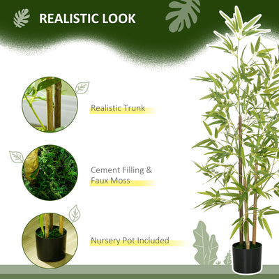 HOMCOM Artificial Plant Bamboo Artificial Tree Height 120 cm with Pot for Home Indoor Decor 