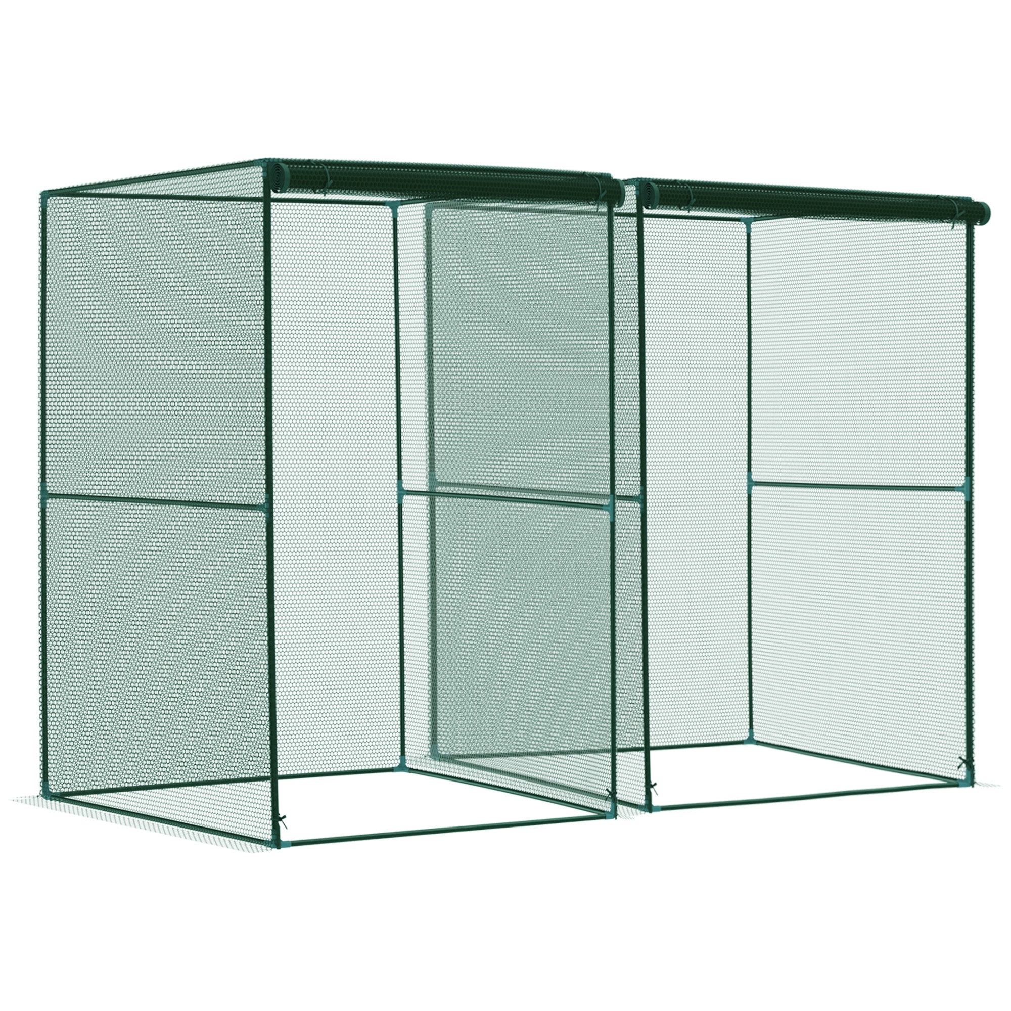 Outsunny Set of 2 Fruit Cage Bird Netting, Vegetable Plant Protection Tent with Zipped Door, Anti Bird, Insects, Small Animals, 1.2 x 1.2 x 1.8m, Dark Green 