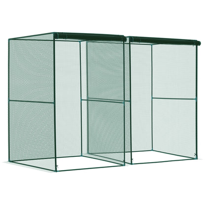 Outsunny Set of 2 Fruit Cage Bird Netting, Vegetable Plant Protection Tent with Zipped Door, Anti Bird, Insects, Small Animals, 1.2 x 1.2 x 1.8m, Dark Green 