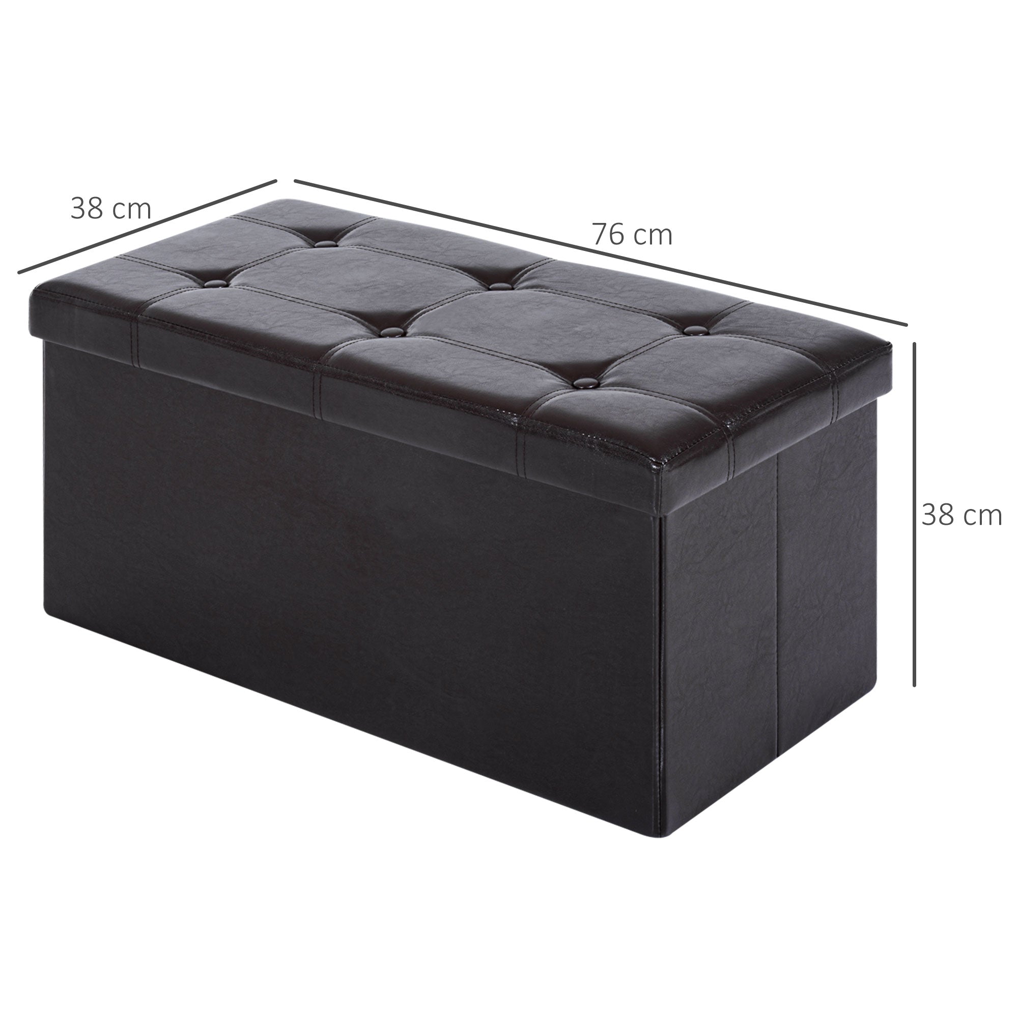 HOMCOM Folding Faux Leather Storage Cube Ottoman Bench Seat PU Rectangular Footrest Stool Box (Brown) 