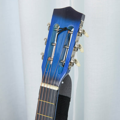 HOMCOM 38 Inch Full Size Blue Classical Acoustic Electric Guitar Kids Guitar and Junior Guitar   Premium Gloss Finish w/Case - Blue 