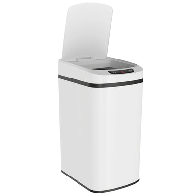 HOMCOM 12L Sensor Bin, Automatic Touchless Motion Sensor Kitchen Bin with Fingerprint Resistant Stainless Steel, White 
