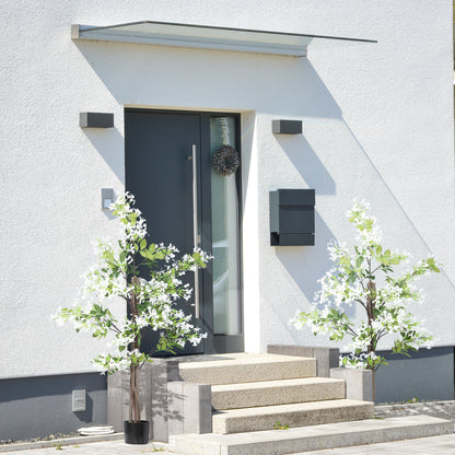 HOMCOM Artificial Plants Honeysuckle Flower in Pot Fake Plants with Curved Boots for Indoor Outdoor 15x15x150cm Set of 2 White 