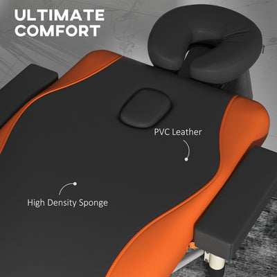 HOMCOM Foldable Massage Table Professional Salon SPA Facial Couch Bed Black and Orange 