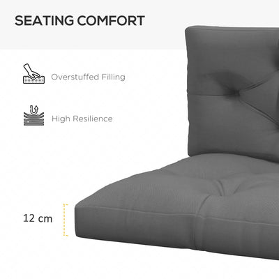 Outsunny 2 Seater Pallet Seat Cushions Back Pillows Replacement, Patio Chair Cushions Set for Indoor Outdoor, Charcoal Grey 
