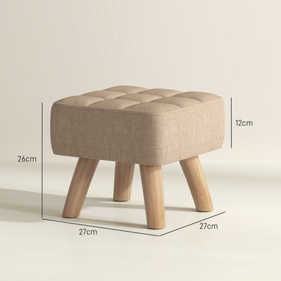 HOMCOM Linen-Look Square Padded Footstool - Brown 