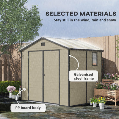 Outsunny 7.9ft x 6.2ft Aluminium Frame and Plastic Wall Shed, with Foundation - Cream White 