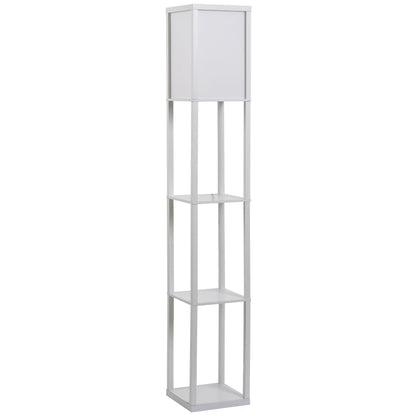 HOMCOM 3-Tier Floor Lamp, Floor Light with Storage Shelf, Reading Standing Lamp with Acrylic Shade for Living Room, Bedroom, Kitchen, Dining Room, Office, Dorm, 160cm, White 