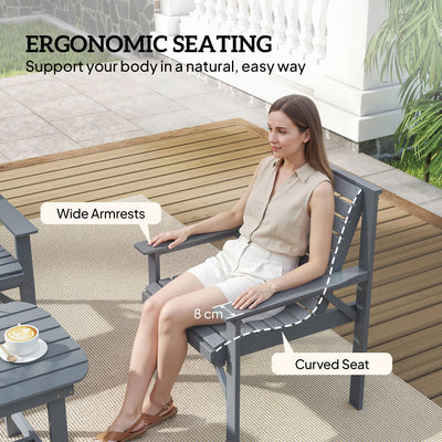 Outsunny 4 Piece Wooden Garden Furniture Set, Outdoor Garden Sofa Set with 2 Armchairs, Loveseat and Coffee Table, Grey 
