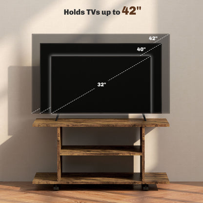HOMCOM Modern TV Cabinet Stand Storage Shelves Table Mobile Bedroom Furniture Bookshelf Bookcase Rustic Brown 