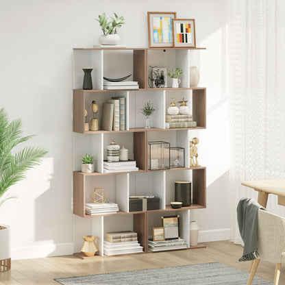 HOMCOM 5-tier Bookcase Storage Display Shelving S Shape design Unit Divider Natural 