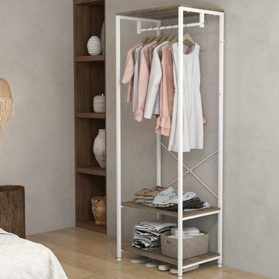 HOMCOM Hallway Coat Rack and Shoe Bench Tree - Grey 