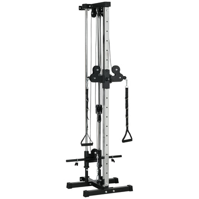 SPORTNOW Wall Mount Cable Machine, 15 Positions Adjustable Cable Crossover Machine Dual Pulley System for Home Gym 