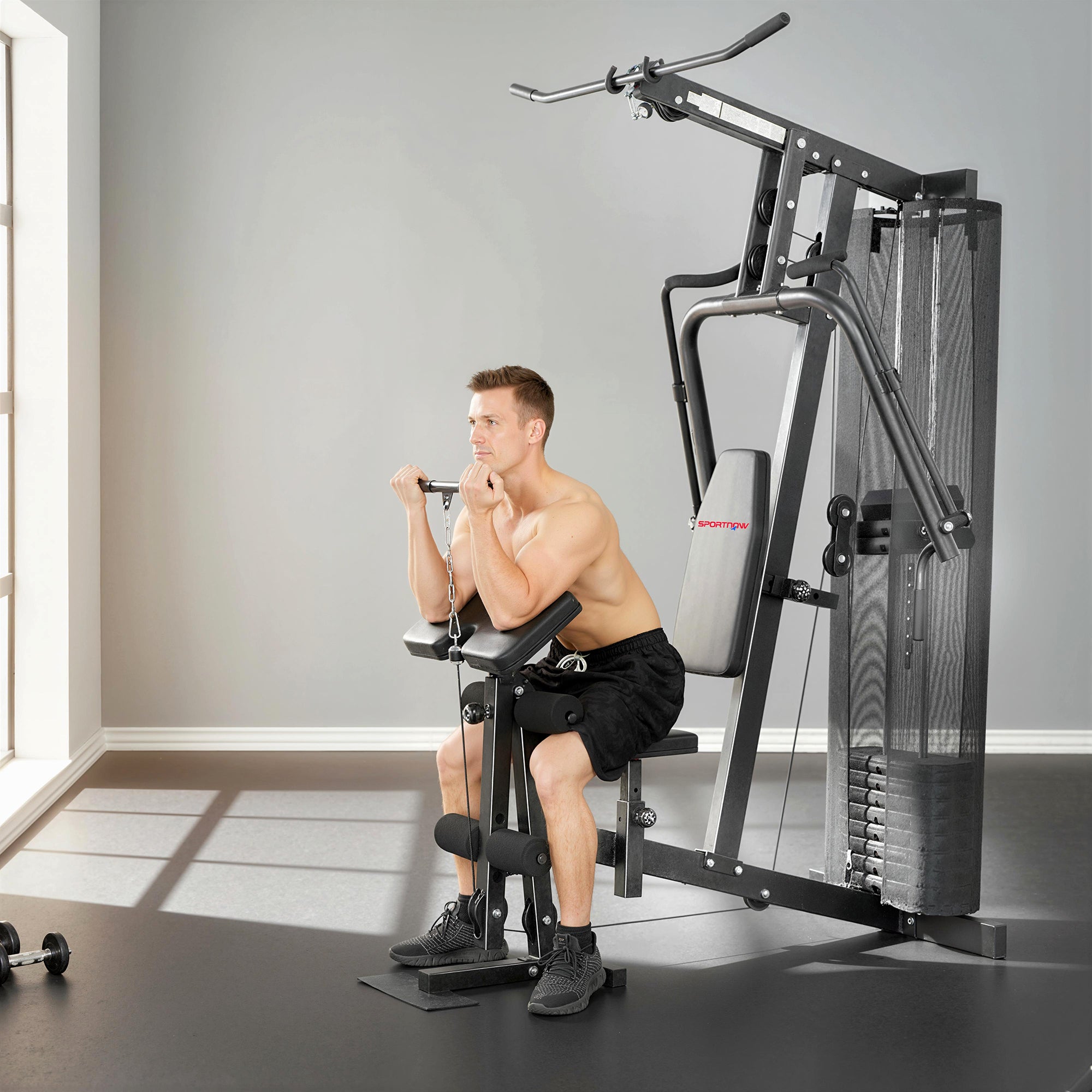 SPORTNOW Multi Gym with Adjustable Seat and Back, All in One Home Gym Machine with 45kg Weight Stack for Full Body Strength Training 