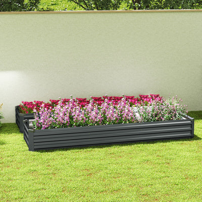 Outsunny 60 x 240cm Galvanised Steel Planter, with Open Bottom, Pack of 2 
