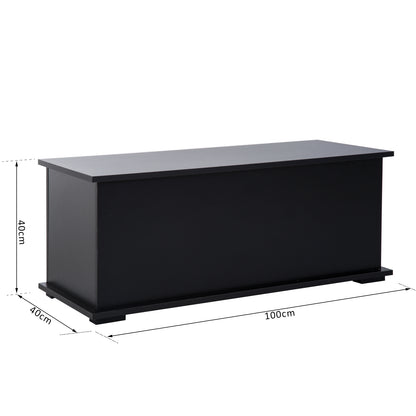 HOMCOM 113L Storage Chest, Storage Box with Flip-Top Lid and 2 Safety Hinges, Storage Trunk for Living Room, Entryway, 100 x 40 x 40 cm, Black 