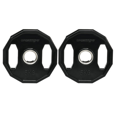 SPORTNOW Olympic Weight Plates Set, Metal and Rubber Bumper Plates Weights Discs with 2"/5cm Holes, for Home Gym Weight Lifting Strength Training, 2 x 5kg, Black 