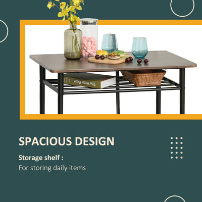 HOMCOM Bar Table Set, Bar Table and Stools Set, Footrest and Storage Shelf, for Kitchen, Dining Room, Pub, Cafe, Black and Oak 