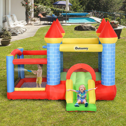 Outsunny Kids Bounce Castle Inflatable Trampoline Slide Pool Basket for Kids Age 3-10, 3 x 2.75 x 2.1m 
