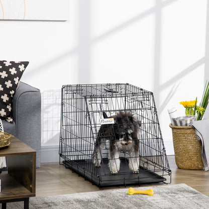 Pawhut Trapeze Collapsible Dog Pet Travel Box Cage Removable Tray 77 x 47 x 55cm 