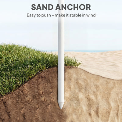 Outsunny 1.8 m Beach Umbrella Parasol with Sand Anchor, Portable Tilting Garden Parasol with Adjustable Height, Light Grey 