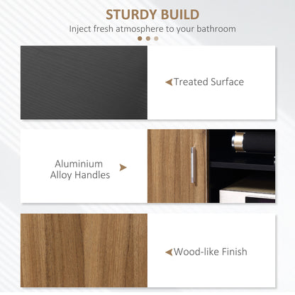 HOMCOM TV Cabinet Unit for TVs up to 50'' with Storage Shelf and Cupboards, Living Room Entertainment Center Media Console, Black and Walnut 