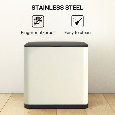 HOMCOM 8L Hanging Kitchen Bin, Rubbish bin with Lid and Removable Inner Bucket for Kitchen Cabinet Door, Under Sink, Office 