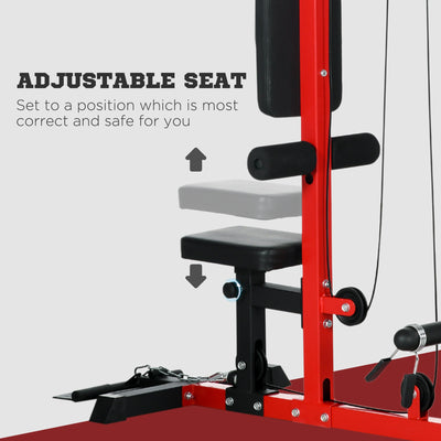 SPORTNOW Pull Up Station, Power Cage with Adjustable Seat, for Home Gym - Red 