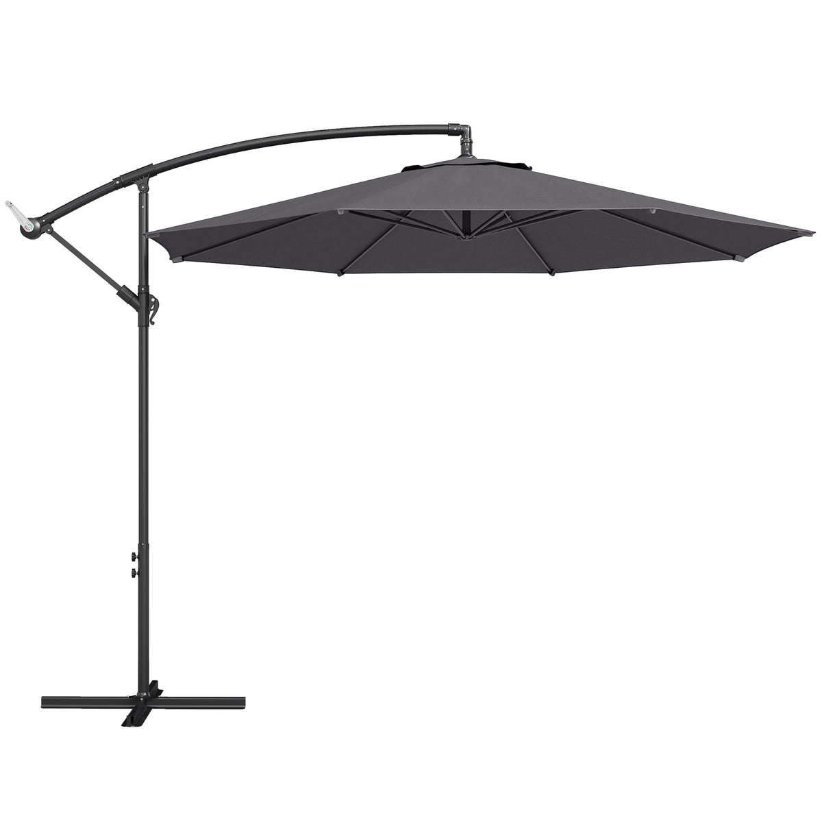 Outsunny 3 m Overhanging Cantilever Parasol, with Cross Base - Grey 