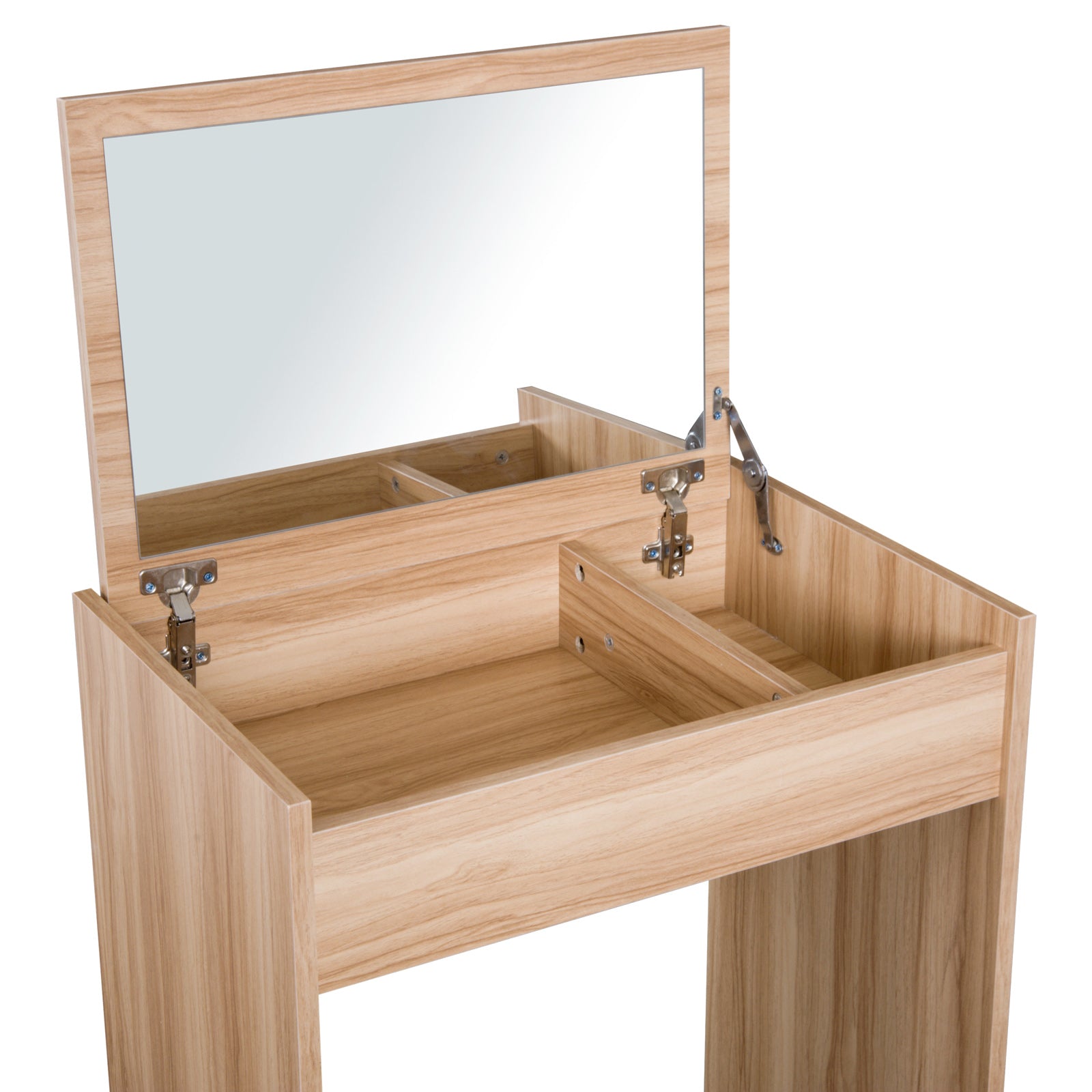 HOMCOM Dressing Table with Mirror and Stool, Vanity Makeup Table with Flip Up Mirror, Vanity Desk with Storage Unit and Padded Seat, Wood 