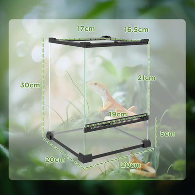 PawHut 12L Vivarium for Lizards, Frogs, Snakes, Turtles, Tortoises w/ Anti-Escape Design, Ventilation 