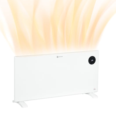 HOMCOM 2000W Electric Convector Heater, Freestanding or Wall Mounted, Space Heater with Adjustable Thermostat, Timer, White 