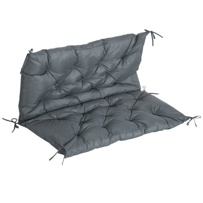 Outsunny 2 Seater Bench Cushion, Garden Chair Cushion with Back and Ties for Indoor and Outdoor Use, 98 x 100 cm, Dark Grey 