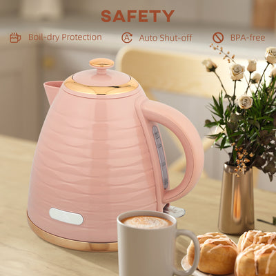 HOMCOM 3kW Rapid Boil Honeycomb Kettle - Pink 