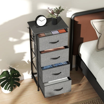HOMCOM Chest of Four Fabric Drawers - Charcoal Grey 