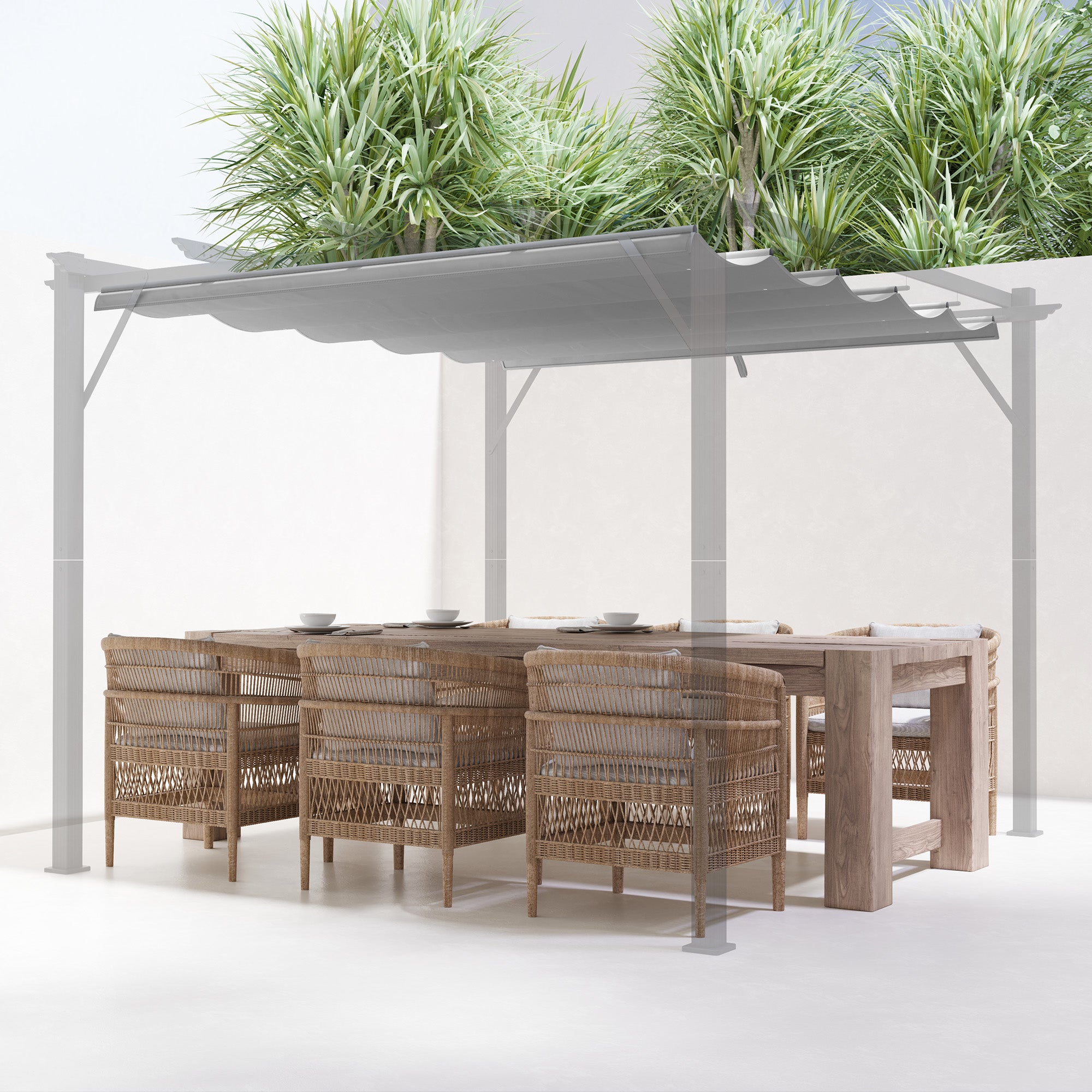Outsunny Retractable Pergola Shade Cover, Replacement Canopy Fabric for 3 x 3 (m) Pergola, Gazebo Retractable Roof, Light Grey 